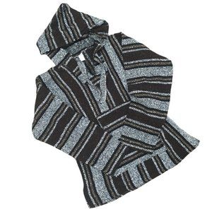 Handmade Mexican Baja Hoodie Poncho Sweatshirt- Size Small - Hippie & Bohemian
